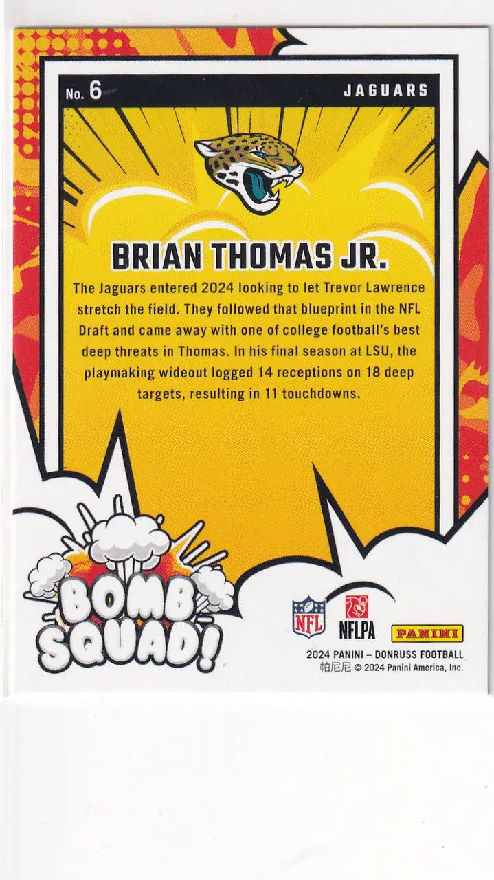 2024 DONRUSS #6 BRIAN THOMAS JR BOMB SQUAD- JACKSONVILLIE JAGUARS