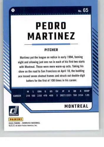 2024 Donruss #65 Pedro Martinez NM-MT Expos ID:74095 - Baseball Card Single
