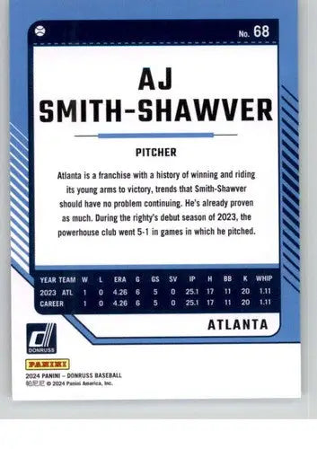 2024 Donruss #68 AJ Smith-Shawver NM-MT Braves ID:74541 - Baseball Card Single