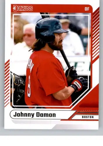 Original gloss Johnny Damon baseball card featuring Red Sox collectible from 2024 Donruss