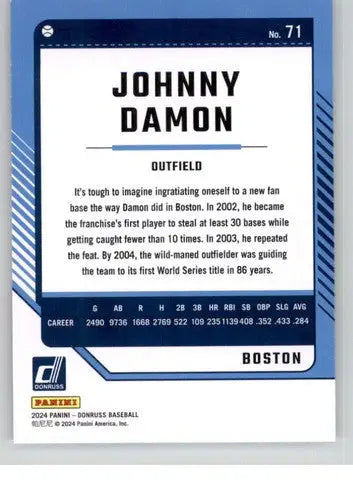 Original gloss Johnny Damon Red Sox baseball card from 2024 Donruss #71