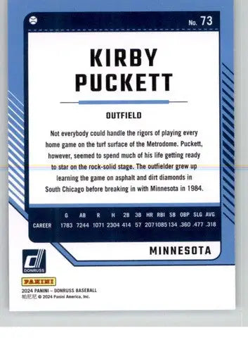 Original gloss Kirby Puckett baseball card 2024 Donruss NM-MT Twins ID:74546