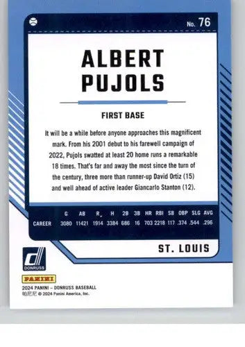 2024 Donruss #76 Albert Pujols NM-MT Cardinals ID:74549 - Baseball Card Single
