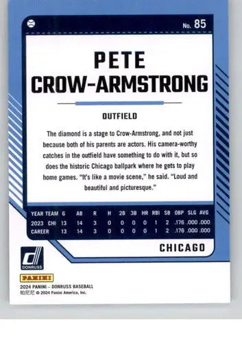 Pete Crow-Armstrong baseball card from 2024 Donruss, original gloss, NM-MT Cubs