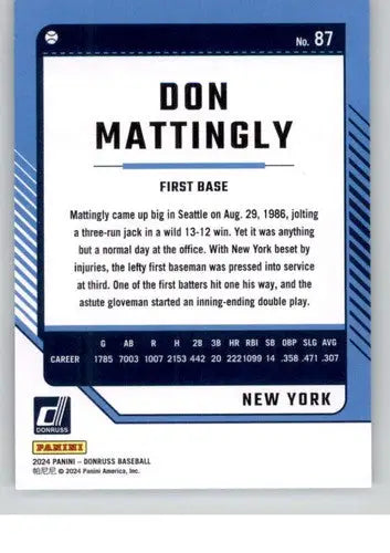 Original gloss Don Mattingly baseball card 2024 Donruss NM-MT Yankees ID 74384