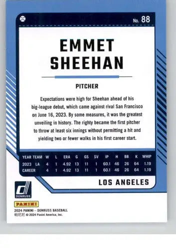 Emmet Sheehan baseball card in original gloss from 2024 Donruss #88 NM-MT Dodgers