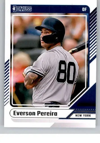 Everson Pereira baseball card from 2024 Donruss with original gloss featuring Yankees player