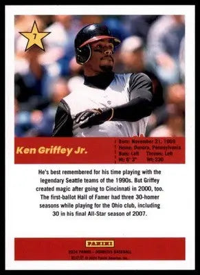 2024 Donruss - Action All-Stars Ken Griffey Jr 7 Cincinnati Reds Baseball NM - Baseball Card Single
