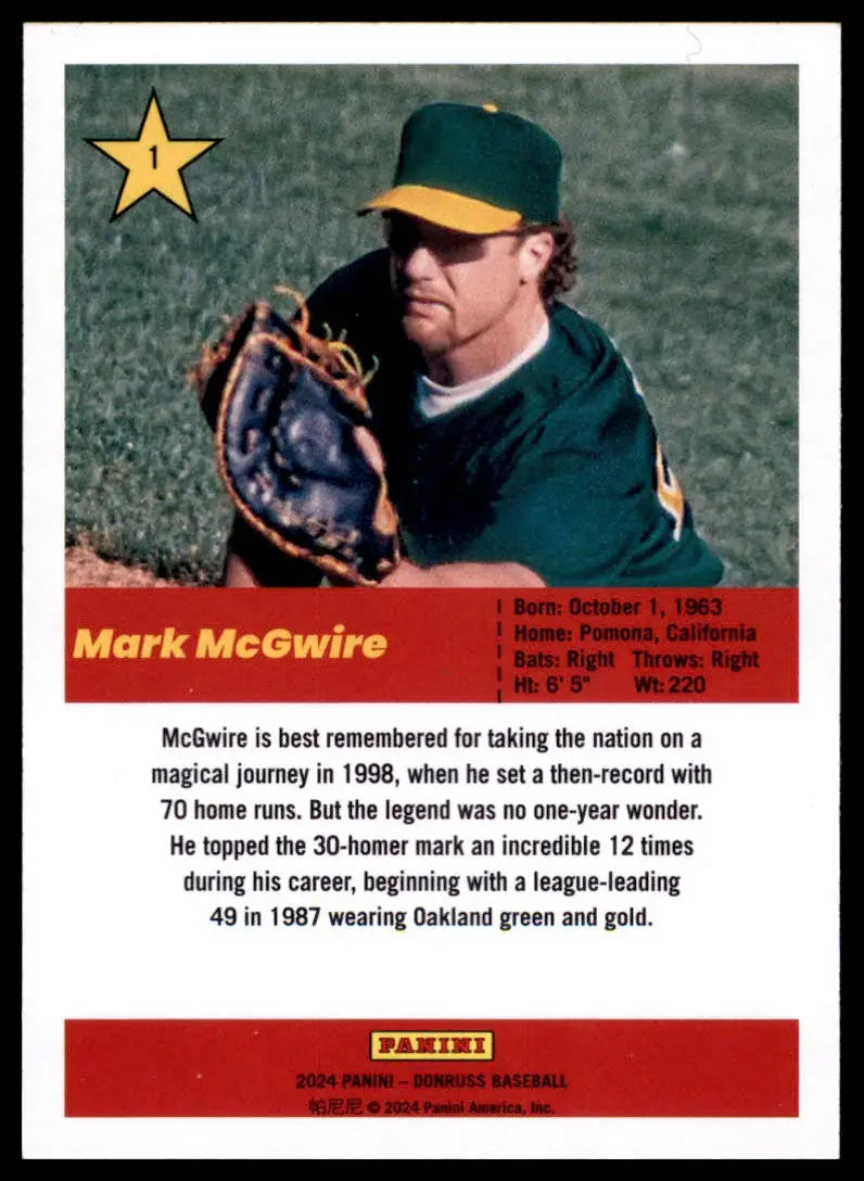 2024 Donruss - Action All-Stars Mark McGwire 1 Oakland Athletics Baseball NM - Baseball Card Single