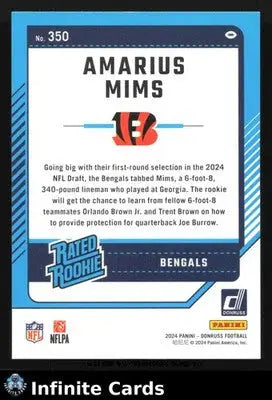2024 Donruss AMARIUS MIMS #350 Cincinnati Bengals RC - Football Card Single