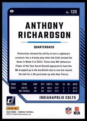 2024 Donruss Anthony Richardson 120 Indianapolis Colts - Football Card Single