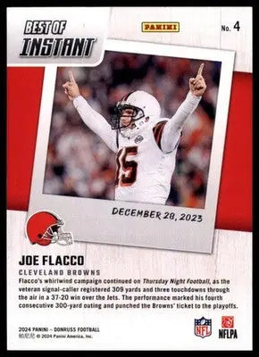 2024 Donruss - Best of Panini Instant Joe Flacco 4 Cleveland Browns