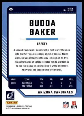 2024 Donruss Budda Baker 241 Arizona Cardinals - Football Card Single
