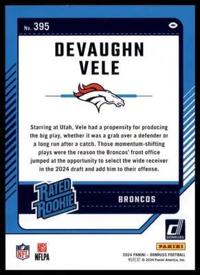 2024 Donruss Devaughn Vele RC 395 Denver Broncos - Football Card Single