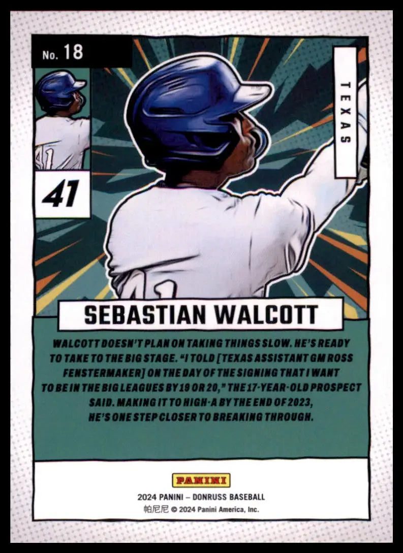 2024 Donruss - Diamond Marvels Sebastian Walcott 18 Texas Rangers Baseball NM - Baseball Card Single
