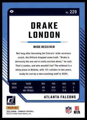 2024 Donruss Drake London 229 Atlanta Falcons - Football Card Single