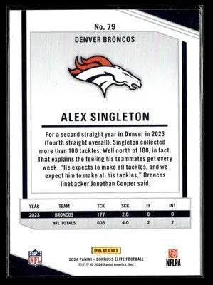 2024 Donruss Elite Alex Singleton #79 Denver Broncos - Football Card Single