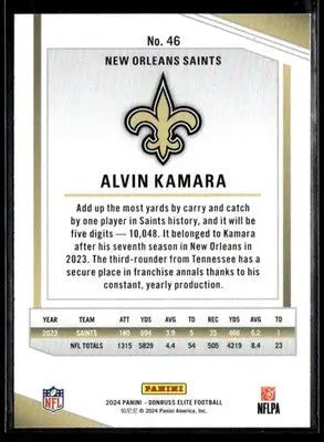 2024 Donruss Elite Alvin Kamara #46 New Orleans Saints