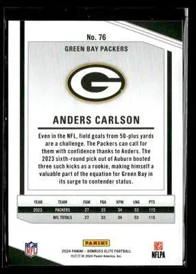 2024 Donruss Elite Anders Carlson #76 Maroon SN #/249 Green Bay Packers