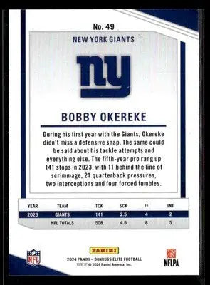 2024 Donruss Elite Bobby Okereke #49 New York Giants - Football Card Single