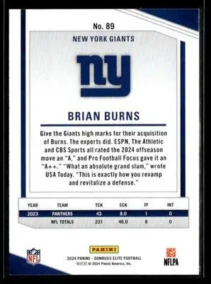 2024 Donruss Elite Brian Burns #89 New York Giants - Football Card Single