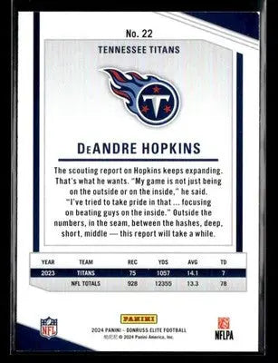 2024 Donruss Elite DeAndre Hopkins #22 Tennessee Titans