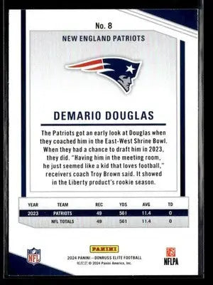 2024 Donruss Elite Demario Douglas #8 New England Patriots