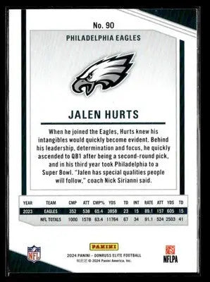 2024 Donruss Elite Jalen Hurts #90 Philadelphia Eagles
