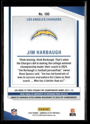 2024 Donruss Elite Jim Harbaugh #100 Los Angeles Chargers