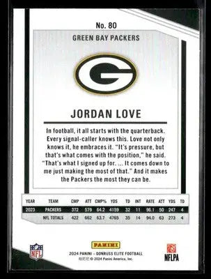2024 Donruss Elite Jordan Love #80 Green Bay Packers