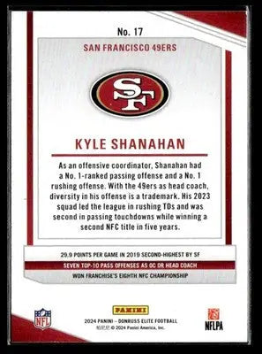 2024 Donruss Elite Kyle Shanahan #17 San Francisco 49ers - Football Card Single