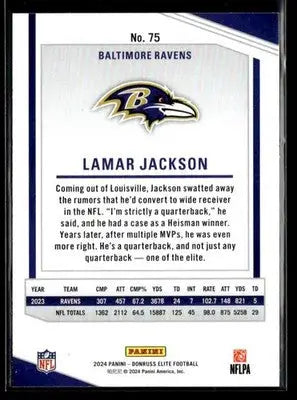 2024 Donruss Elite Lamar Jackson #75 Baltimore Ravens