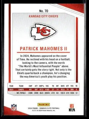2024 Donruss Elite Patrick Mahomes II #70 Kansas City Chiefs
