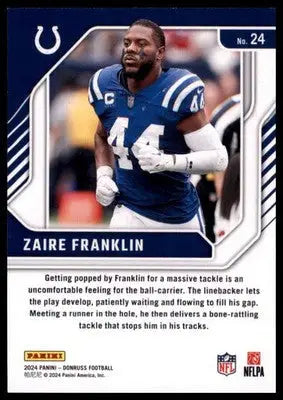 2024 Donruss - Elite Series Zaire Franklin 24 Indianapolis Colts - Football Card Single