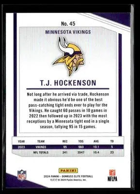 2024 Donruss Elite T.J. Hockenson #45 Minnesota Vikings