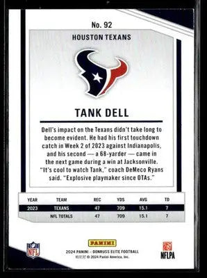 2024 Donruss Elite Tank Dell #92 Houston Texans