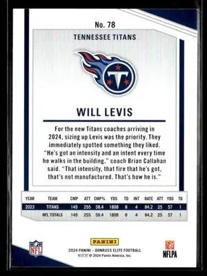 2024 Donruss Elite Will Levis #78 Tennessee Titans