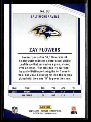 2024 Donruss Elite Zay Flowers #88 Baltimore Ravens