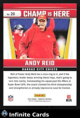 2024 Donruss Football ANDY REID #20 Champ Is Here Kansas City Chiefs - Football Card Single