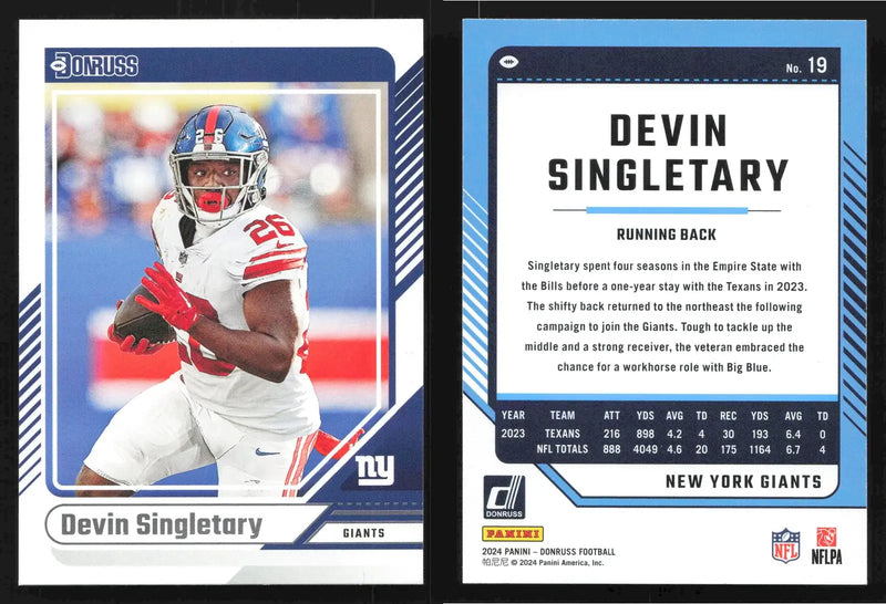 2024 Donruss Football DEVIN SINGLETARY #19 New York Giants - Football Card Single