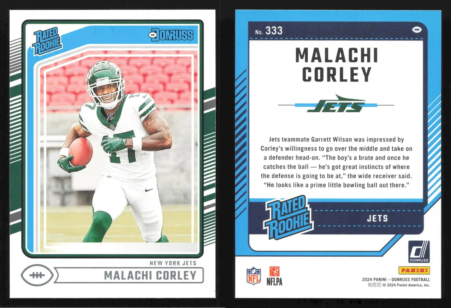 2024 Donruss Football MALACHI CORLEY #333 New York Jets RC - Football Card Single