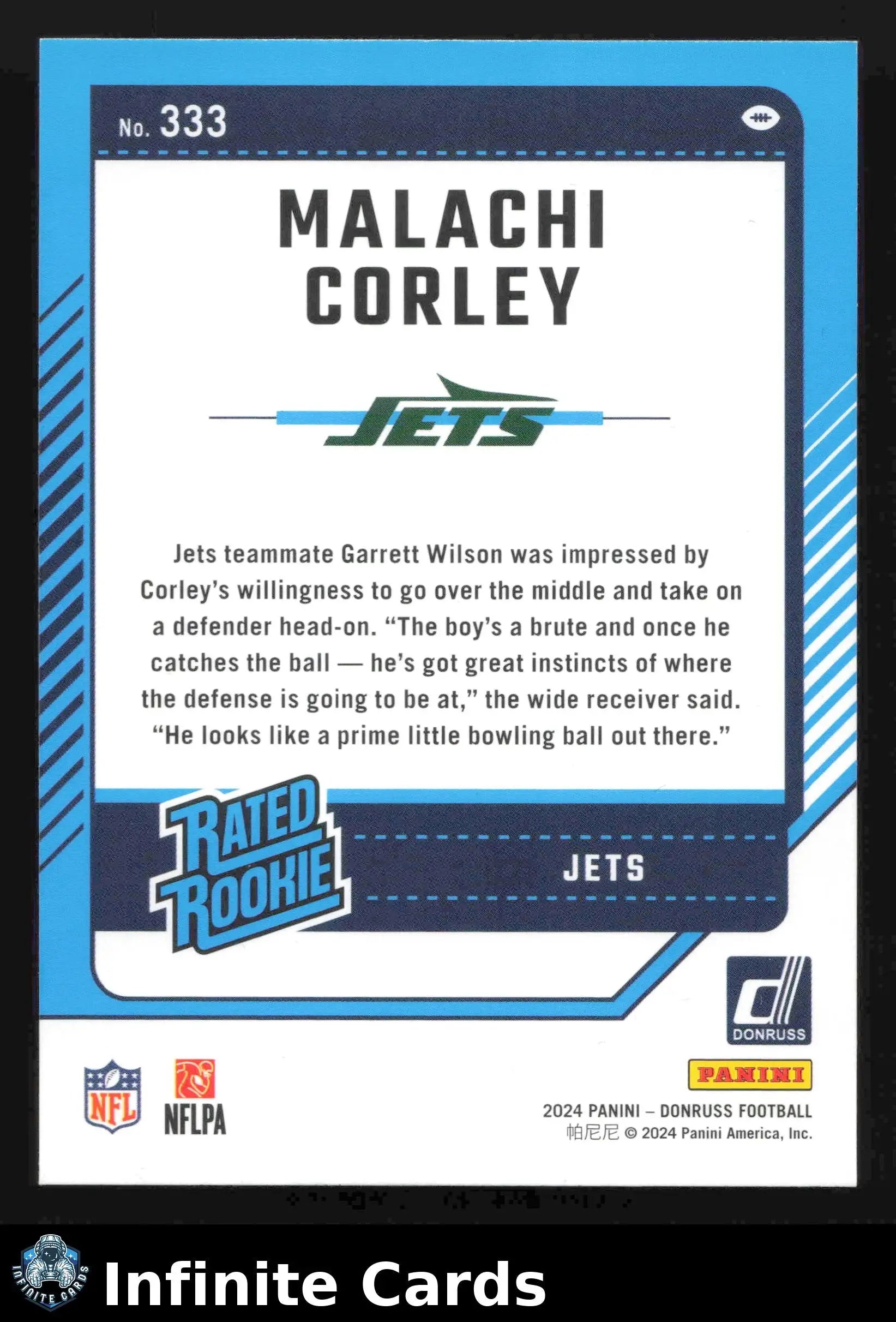 2024 Donruss Football MALACHI CORLEY #333 New York Jets RC - Football Card Single