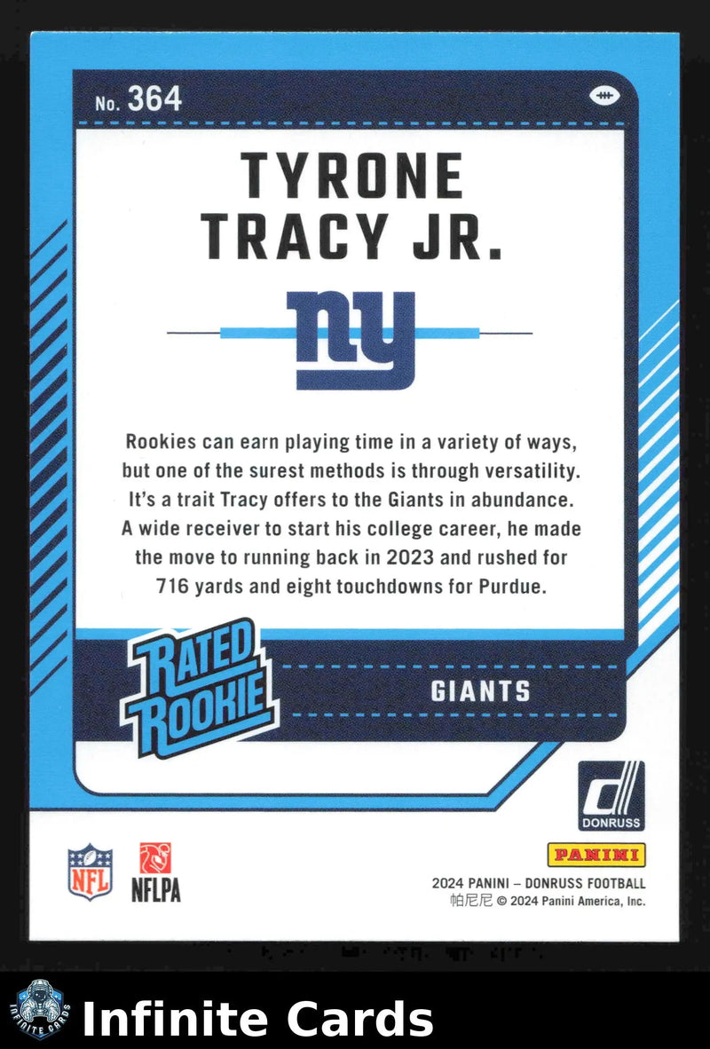 2024 Donruss Football TYRONE TRACY JR. #364 Press Proof Purple Giants RC - Football Card Single