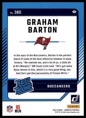 2024 Donruss Graham Barton RC 380 Tampa Bay Buccaneers - Football Card Single
