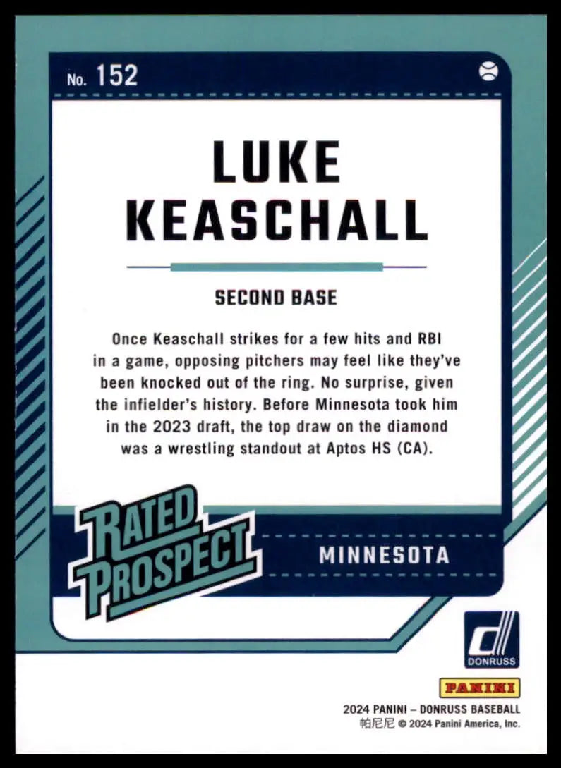 2024 Donruss - Holo Luke Keaschall 152 Minnesota Twins NM - Baseball Card Single