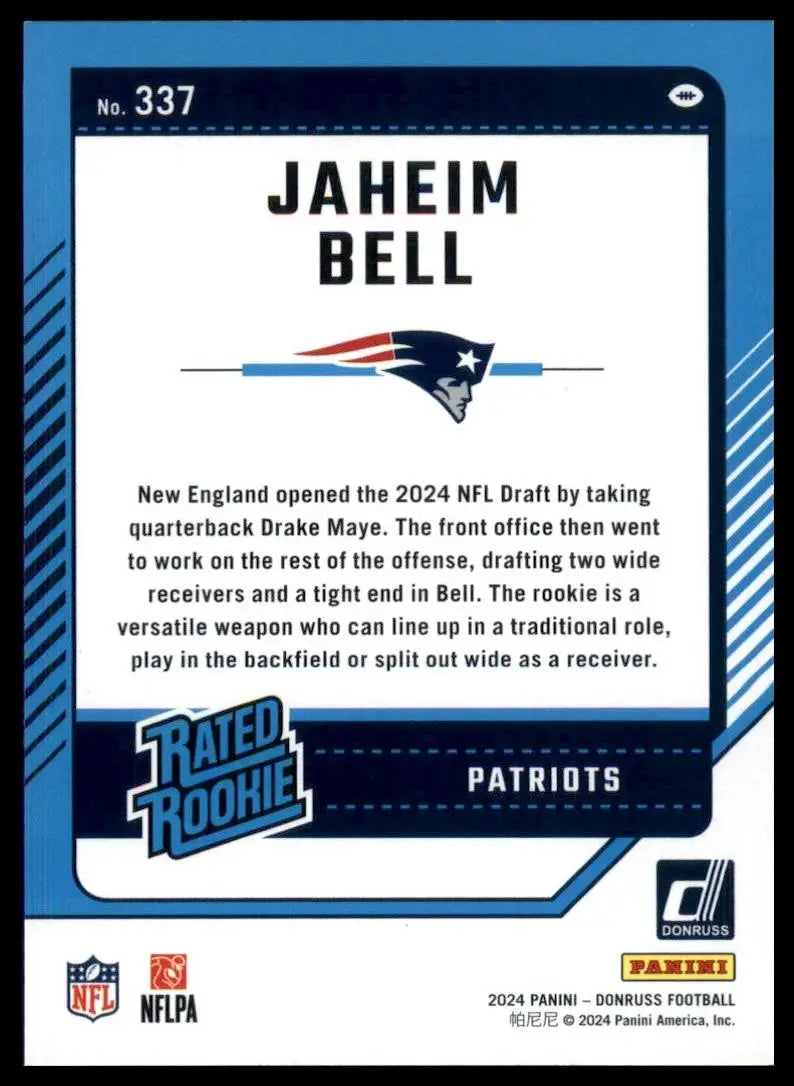 2024 Donruss Jaheim Bell Rookie #337 New England Patriots Football Card NFL - Football Card Single