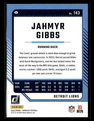 2024 Donruss Jahmyr Gibbs #143 Press Proof Green Detroit Lions - Football Card Single