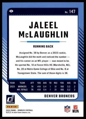 2024 Donruss Jaleel McLaughlin 147 Denver Broncos - Football Card Single