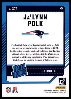 2024 Donruss Ja’Lynn Polk RC 373 New England Patriots - Football Card Single