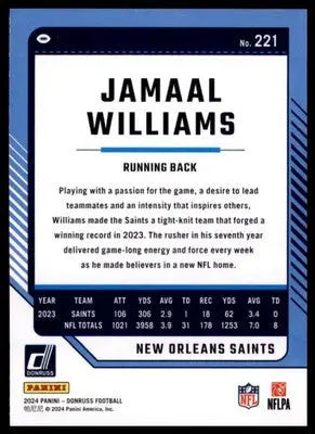 2024 Donruss Jamaal Williams 221 New Orleans Saints - Football Card Single